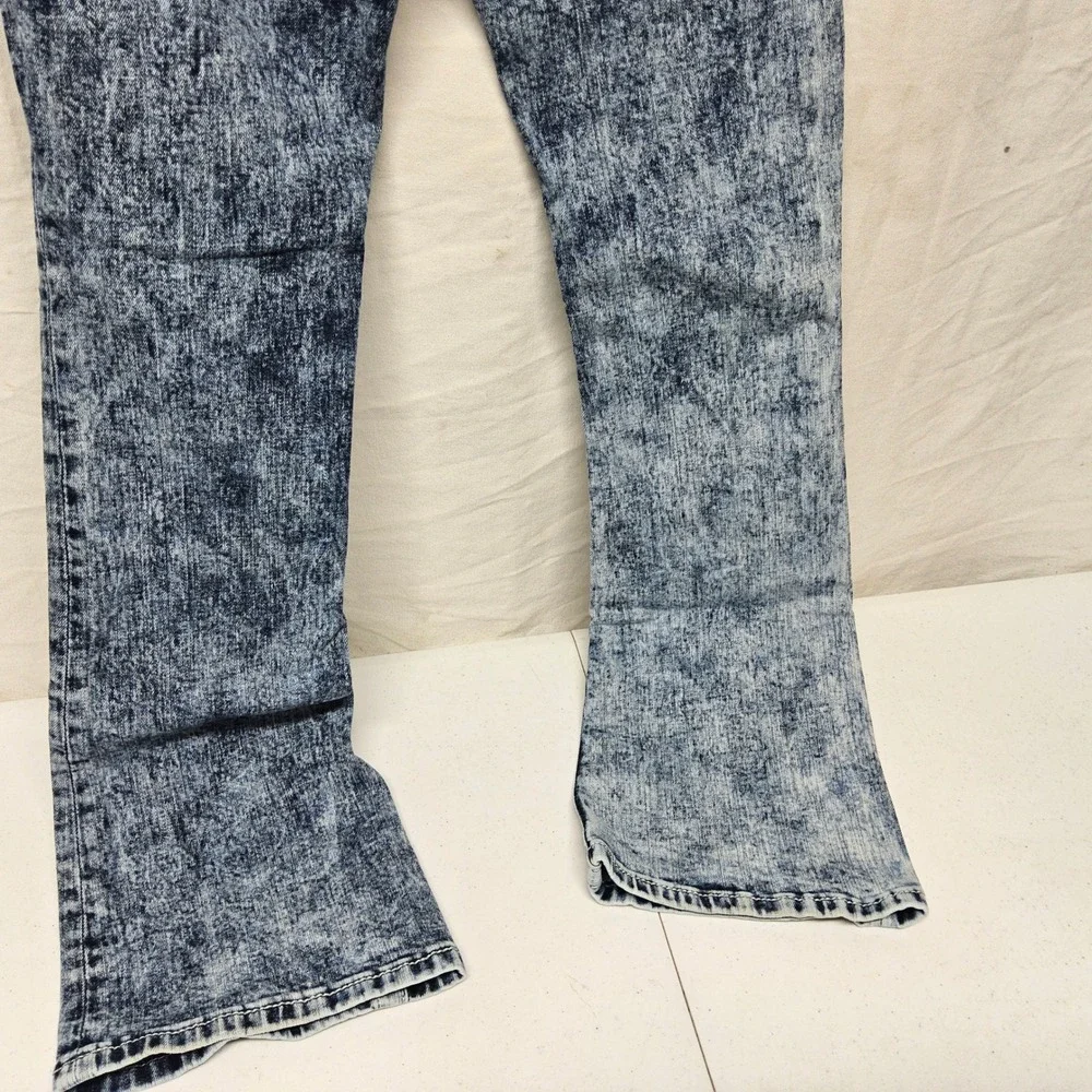 Miss Me Signature Boot Jeans Womens 26 Blue Acid Wash Embellished Low Rise 31x26